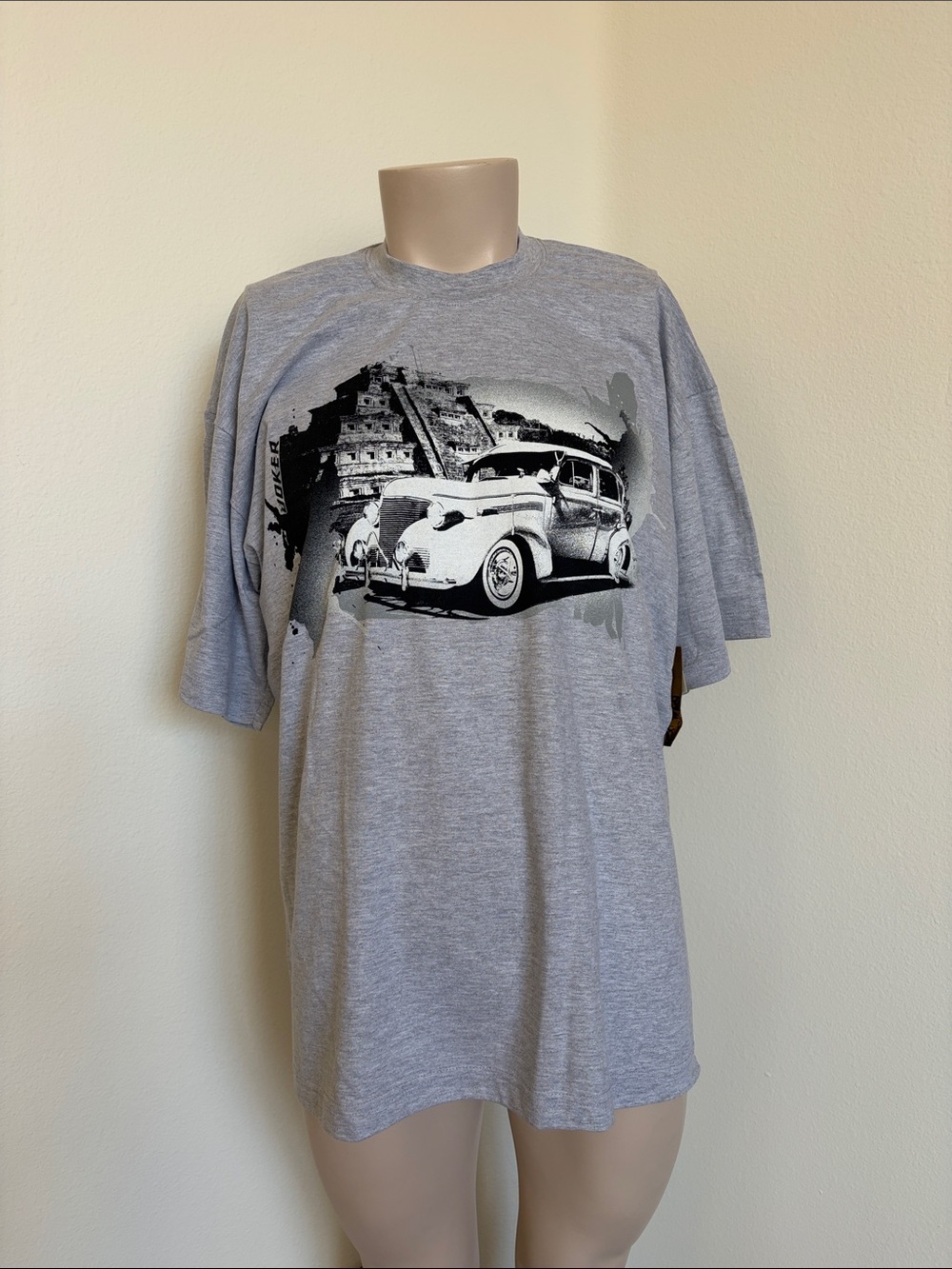 Joker | Classic Car Graphic Crew Neck T-Shirt - Gray XL